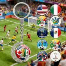 1个2026年FIFA世界杯旋转钥匙扣，采用优质合金和亚克力材质，做工精细，双面高清印刷世界杯元素，旋转设计趣味新颖。 - 彩色 - 查看 1