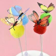 Cat Spring Ball Toy With Suction Cup And Butterfly Design, Durable Fabric Interactive Self-Entertainment Cat Toy, Suitable For All Breeds, No Battery Required, Pet Entertainment | Interesting Design | No Battery Needed - Multicolor - View 7