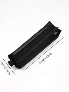 1pc Transparent Mesh Pencil Case, Thickened Minimalist Nylon Zipper Pouch, Portable Storage Bag, Stationery Organizer, Large Capacity Exam Bag For Ballpoint Pen, Mechanical Pencil - Pencil Case - View 2