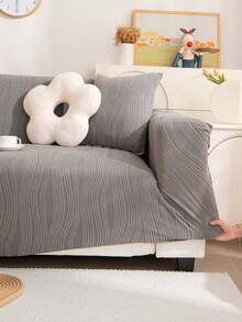 1 pièce Housse de canapé extensible toutes saisons, housse de coussin de canapé antidérapante en tissu avec barres en mousse, lavable en machine, housse de canapé anti-poussière pour chambre à coucher, bureau, salon, canapé en L et 2/3/4 places - Gris foncé - Voir 8
