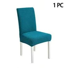 6pcs Plush Jacquard Chair Covers, High Elasticity, Easy Installation, Home Dining Chair Slipcovers, Multi-Color Options, Pet-Proof, Suitable For Various Occasions - Bluestone - View 13