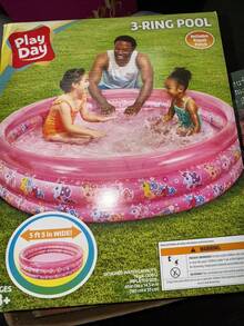 Play Day 3-Ring Inflatable PINK Unicorn Kids Toddler Swimming Pool Outdoor B1 - mặc định - Xem 3