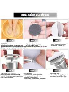Lima exfoliante para pies removedora de callos, removedor de callos para pies con velocidad ajustable (con 60 discos de papel de lija de repuesto) - Gris - Ver 6