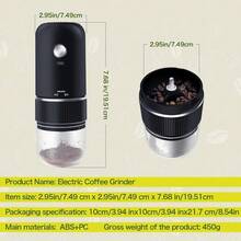 Portable Burr Coffee Grinder, Rechargeable Electric Coffee Bean Grinder With Adjustable Coarseness, Cordless Small Espresso Coffee Mill For Home Use, Travel, Camping, Office (Black) - Black - View 5