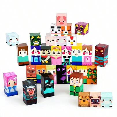 Magnetic Building Blocks Animal Figurine Set - STEM Educational Toy, Suitable For Boys And Girls, Creative Magnetic Connecting Pieces, Family Parent-Child Learning Game, Colorful Blocks (Halloween/Christmas Gift)