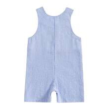 4th Of July Baby Clothes Newborn Girl Boy Smocked Bubble Romper Flag Plaid Overalls Infant First 4th Of July Outfit - 藍紅色 - 查看 5
