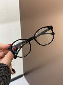 1副儿童可爱椭圆形镜框防蓝光透明眼镜，适合日常阅读、上学、服装装饰、礼物，透明镜片返校配饰，休闲，适合男孩和女孩，日常生活，阅读，看电视，玩游戏和手机，透明镜片护眼时尚眼镜，拍照道具，日常服装装饰。 - 無色 - 查看 13