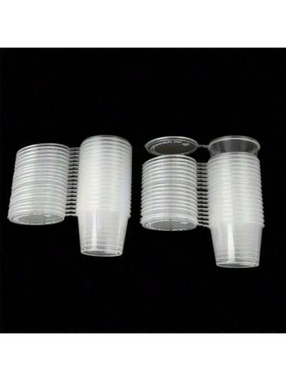 10个25毫升透明食品酱料容器，带盖，便携式防漏可重复使用，防污防尘防水 - 适用于餐饮、烧烤和户外活动