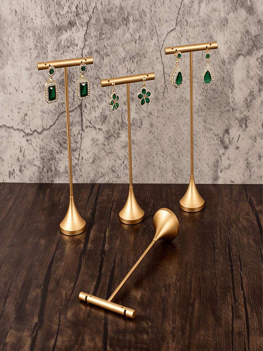 Giá trưng bày bông tai bằng kim loại 3 mảnh, giá đỡ bông tai bằng hợp kim dùng cho cửa sổ trưng bày bán lẻ. - Vàng - Xem 1