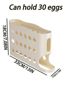 30pcs Egg Tray And Egg White Separator, Suitable For Refrigerator, Automatic Rotating Egg Dispenser, Space-Saving Sliding Design Egg Storage Container, Shock-Proof Preservation Box, Large Capacity Egg Rack, Suitable For Refrigerator Door And Kitchen Countertop, Cream Color - View 3