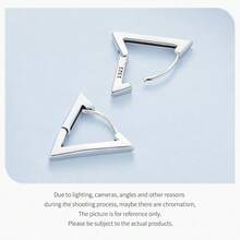 BAMOER 925 Sterling Silver Small Triangle Hoop Earrings Geometric Hoop Earrings Hypoallergenic Earrings Suitable For Women And Girls - Silver - View 8