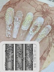 1 khuôn silicon trong suốt khắc 3D hình hoa linh lan, hoa mẫu đơn để trang trí móng tay. - Trong sáng - Xem 1