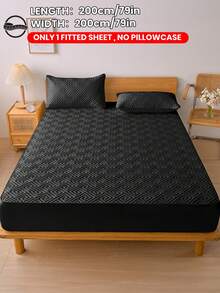 1pc Waterproof Solid Color Quilted Fitted Sheet, Fitted Sheet Mattress Protector, Soft And Comfortable, Dust-Proof And Moisture-Proof Mattress Cover, Multiple Colors Available, Bedding Gift, Bedroom Decor, Not 100% Waterproof, Deep Pocket - Multicolor - View 67