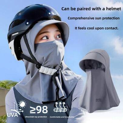 New Summer Ice Silk Full Face Mask Sun Protection Scarf, Outdoor Cycling Neck Gaiter, Breathable UV Protection