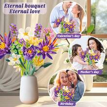 Blue Lotus Bouquet Building Block Set - 891 Pieces, Containing 13 Different Exquisite Flowers. This Adult-Sized Artificial Flower Set Is Suitable For Various Occasions, Including Home Décor, Desk Decoration, And Is Compatible With Other Building Blocks. It's A Perfect Birthday Gift, Mother's Day Gift, And A Great Way To Treat Yourself. An Ideal Choice For Building Block Enthusiasts. - Multicolor - View 8