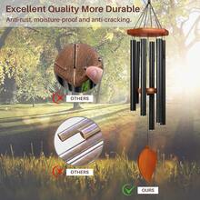 38" Sympathy Wind Chimes For Outside Deep Tone, Memorial Loss Of A Loved, Large Wind Chimes With 6 Thicken Tubes & Hook, Outdoor Souvenir Mother, Garden Decor - 45IN Black - View 12