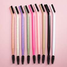 Waterproof Dual-Ended Fine Spiral & Flat Eyebrow Brush With Bendable Head - Multi-Color, Portable, Ideal For Beginners - Black - View 3