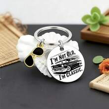 1pc Vintage Classic Checkered Pattern Car Key Chain, Personalized Gift For Father's Day, Car Enthusiasts - Multicolor - View 2