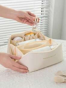 1 túi đựng mỹ phẩm chống thấm nước bằng da PU, túi đựng đồ vệ sinh cá nhân hai lớp dung tích lớn, túi đựng đồ du lịch đa chức năng, túi đựng đồ trang điểm, túi chăm sóc da, túi mỹ phẩm cao cấp dành cho nữ, thích hợp cho đám cưới, bãi biển, du lịch, du thuyền, cô dâu, kỳ nghỉ biển, quà tặng ngày Nhà giáo, quà tặng cho người yêu - Nhiều màu - Xem 7