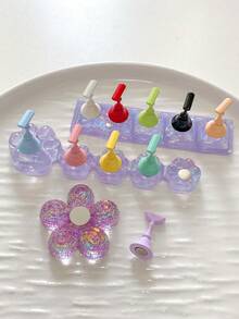 Decorațiuni pentru unghii, Consumabile pentru unghii transfrontaliere, Bază cu gheare de pisică, roz super strălucitor, iridescent, colorat, alb, ondulat, pătrat, dreptunghiular, cu vârfuri de unghii colorate din aliaj metalic, Accesorii coreene pentru unghii, Instrumente și suporturi pentru decorarea unghiilor - Multicolor - Vizualizare 10