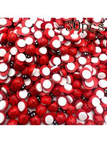 30pcs Mini Red Wooden Ladybugs With Stickers | For DIY Handicraft, Card Making, Garden Party Decor, Room Decoration, Perfect For Spring, Summer, Fall, Winter,Theme Party, Festival Celebration Event, Home Decoration, Dining Table Center Decoration - Multicolor - View 7