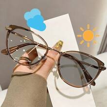 1 Stück Damen Retro Mode Katzenaugen Brille, geeignet für tägliche Ausflüge, Urlaub, Strand, Outdoor Kombinationen - Mokkabraun (graue Flocken) - Übersicht 5