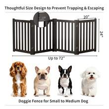 Thickened Solid Wooden Independent Dog Door For Pet Fence, No Assembled Pet Door Indoors, 24 "High X 108" W Ultra Wide Foldable Puppy Barrier Fence, Stairway Pet Isolation Fence - màu đen - Xem 10