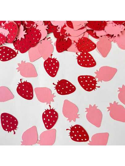 Giấy vụn trang trí hình dâu tây, giấy vụn trang trí để bàn, dâu tây đỏ và hồng rải rác với giấy vụn trang trí, thích hợp cho tiệc sinh nhật theo chủ đề, đồ dùng trang trí tiệc sinh nhật.