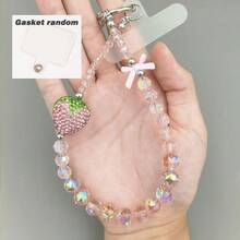 1 Set Crystal Strawberry Crossbody Phone Chain, Rhinestone Beaded Short Hanging Chain, Alloy Bow Phone Case Chain - Multicolor - View 9