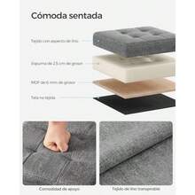 SONGMICS Puff Almacenaje de 30 cm de Largo Taburete Reposapiés Baúl de Almacenaje Gris Oscuro MLSF028G01  953215 - Gris Oscuro - Ver 4