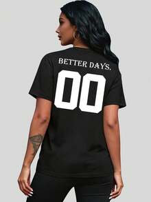 Áo thun nữ tay ngắn màu đen cao cấp, thiết kế theo yêu cầu, trang phục mùa hè mát mẻ | Tùy chỉnh chữ, số may mắn, đồ đôi | Bộ đồ bạn thân | Bộ đồ bố mẹ - con cái | Trang phục cắm trại mùa hè | Trang phục đi nghỉ mát, tùy chỉnh chữ không giới hạn - màu đen - Xem 3