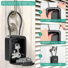 4-Digit Password Key Lock Box, Waterproof Key Storage Lock Box With Detachable Chain And Metal Hook, Cross-Border Security Anti-Theft Key Box, Home Decor Key Holder, Password Lock Box - Multicolor - View 7