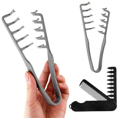 Texture Comb For Men,2 Pcs Voluminous Wide Tooth Comb For Curly Hair,Folding Texturizing Styling Comb For Hair,Beard,Mustache,Seam Grooming Accessory For Men & Wome