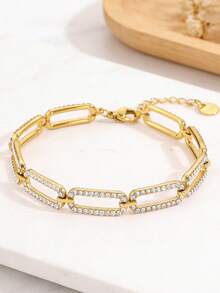 Vòng tay đính pha lê mạ vàng 18K, vòng tay ngọc trai, phong cách Bohemian, vàng 18K, thích hợp cho kỳ nghỉ hè trên bãi biển, làm bằng thép không gỉ, có dây điều chỉnh được. - Vàng - Xem 6