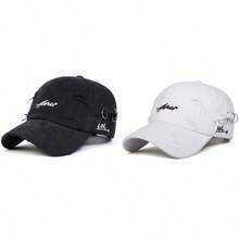 New Distressed Baseball Cap, Unisex Korean Style Embroidered Sun Visor Hat,Summer,Beach,Holiday - A - View 13