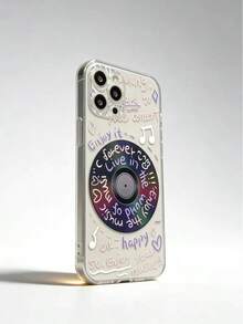 Funda para iPhone con diseño de disco de vinilo iridiscente, cubierta transparente con diseño musical, protección Y2K - Multicolor - Ver 2