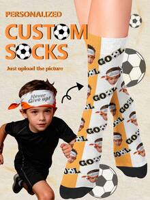 1 par de calcetines personalizados, calcetines con estampado facial personalizado, calcetines con estampado de foto, calcetines con cualquier cara/patrón estampado, calcetines con cara divertida, fútbol, aniversario, San Valentín, cumpleaños, boda, Día de la Madre, Día del Padre, regalo - Multicolor - Ver 12