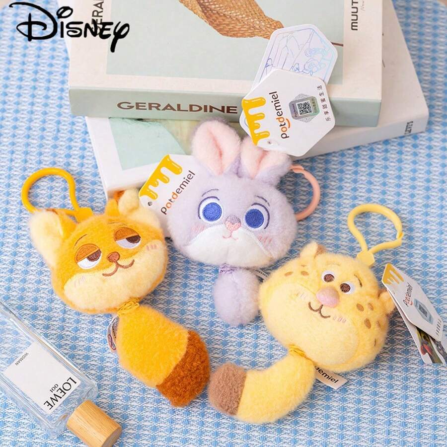 Disney 官方授权朱迪·霍普斯毛绒娃娃吊坠，疯狂动物城尼克背包挂饰，毛绒娃娃摆件，情侣吊坠，节日礼物