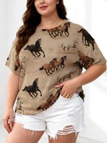 ASHKATIA Plus Size Women's Top, Comfortable & Breathable Fabric, Digital Printing, Suitable For Everyday Wear, Spring/Summer - Multicolor - View 13