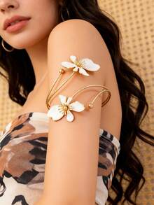 一款波西米亚风时尚性感的花朵造型臂环，适合日常、度假和派对佩戴，可调节手链 - 彩色 - 查看 11