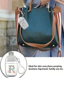 1个透明空洗手液瓶，印有贝壳和海星字母图案，字母A-Z。香水喷雾瓶，带挂钩和防摔硅胶盖，夏威夷旅行便携化妆瓶 - 彩色 - 查看 7