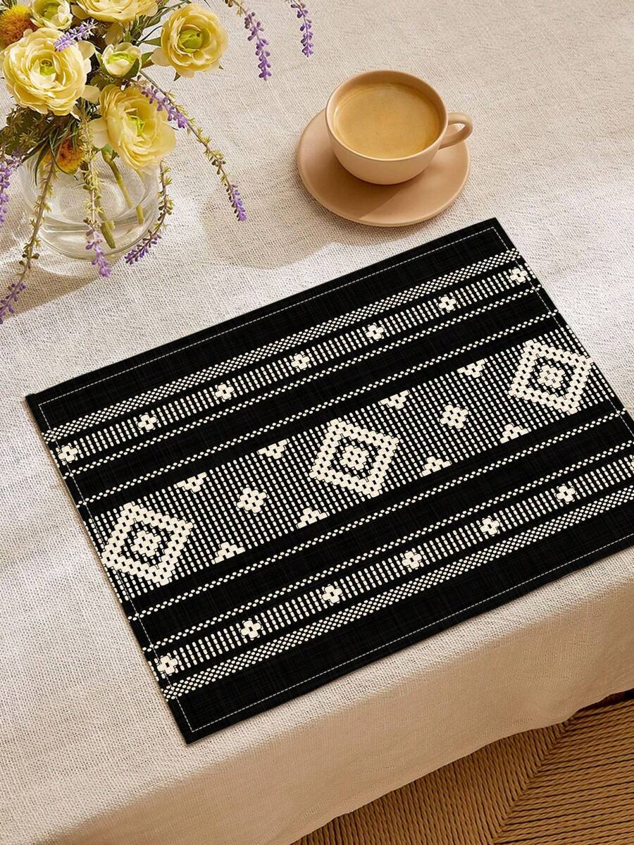 1/2/4/6/8pcs Digital Printed Placemats, Geometric Pattern Printed Placemats For Daily Use, Festivals, Parties, Birthdays, Weddings, Dinners, Kitchen & Dining Room Decor - Multicolor - View 1