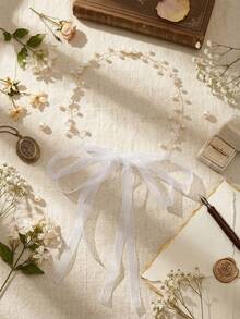 1pc Elegant Faux Pearl & Flower Decor Bridal Hair Vine, Boho Ribbon Tie Headpiece Wedding Hair Accessory For Women - Gold - View 10