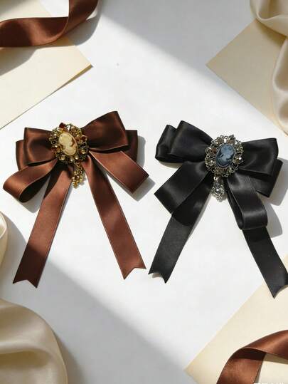 2pcs/Set Handmade Solid Color Polyester JK Uniform Shirt With Detachable Collar Tie, Versatile Academic Style Fashion Accessory For Women