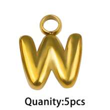 5 mặt dây chuyền chữ cái tiếng Anh bằng thép không gỉ mạ vàng, nguyên liệu tự làm trang sức cho vòng cổ, vòng tay, xâu hạt. - tự làm lấy - Xem 18