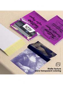 108 Piece Tattoo Set, Including 3 Markers  Red, Black, Blue, Precisely Cut For Body Art, Portable, Suitable For Tattoo Machines Hand Piercing Kits, Tattoo Supplies For Artists And Clients. High Quality Transfer Paper  Beautifully Packaged, Suitable As A Birthday Gift For A Friend. - 彩色 - 查看 2