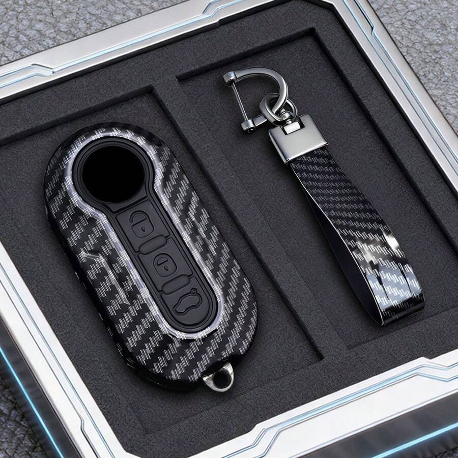 ABS Carbon Fiber Shell Fob For Citroen Jumper For Peugeot Boxer For Fiat 500 Ducato Panda 500L Punto Lancia Musa Car Remote Key Case Cover - Type a - View 1