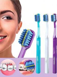 1pc Adult Orthodontic Soft Bristle Toothbrush, Suitable For Oral Care - Multicolor - View 4