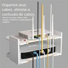 Prateleira Para Roteador Wifi Caixa De Armazenamento Para Controle Remoto, prateleira de parede, Branco - Visão 5