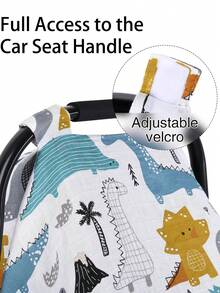 1pc Baby Stroller Sunshade Cover, Cartoon Pattern Breathable Dustproof Windproof Stroller Canopy - Breathable - View 2